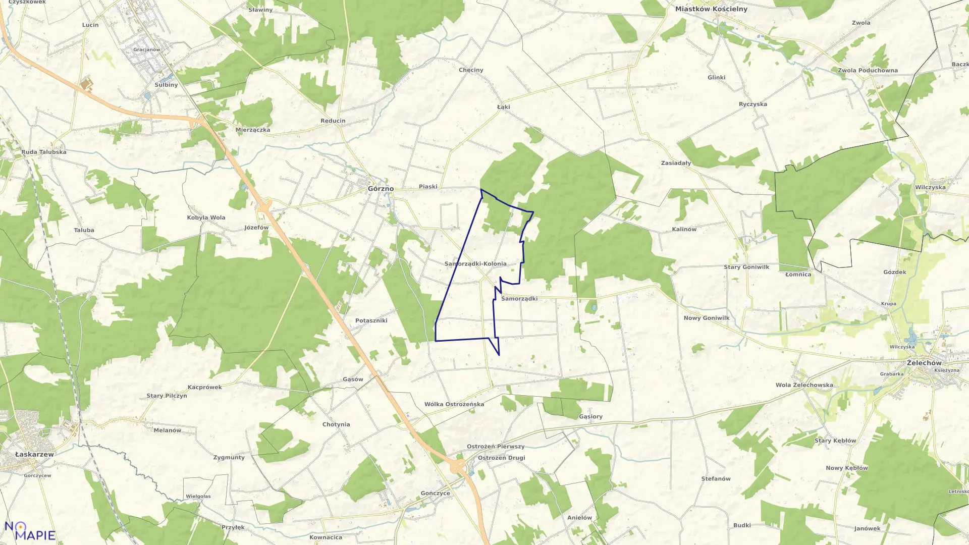 Mapa obrębu SAMORZĄDKI KOLONIA w gminie Górzno